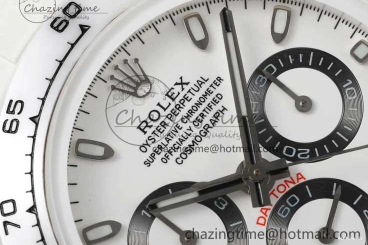 1223 FashionForward Daytona White Ceramic 5GF Best Edition White Black Dial on White Rubber Strap A 2329